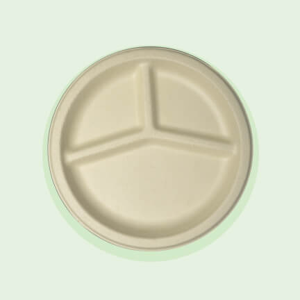 3-Compartment Sugarcane Plate