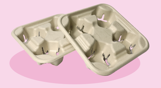 4-Compartment Sugarcane Cup Tray